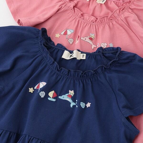 mimi醬度假風圖案木糖醇加工連衣裙