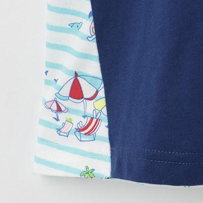 mimi醬度假風圖案木糖醇加工連衣裙