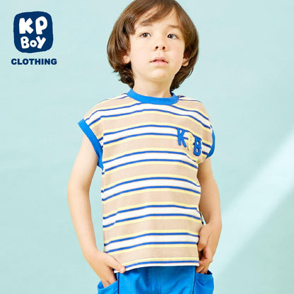 多色條紋無袖T恤