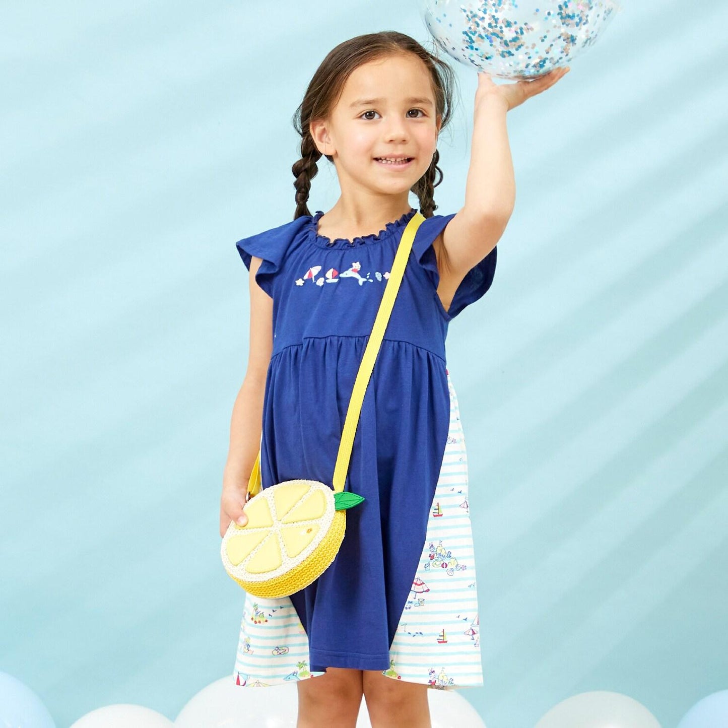 mimi醬度假風圖案木糖醇加工連衣裙