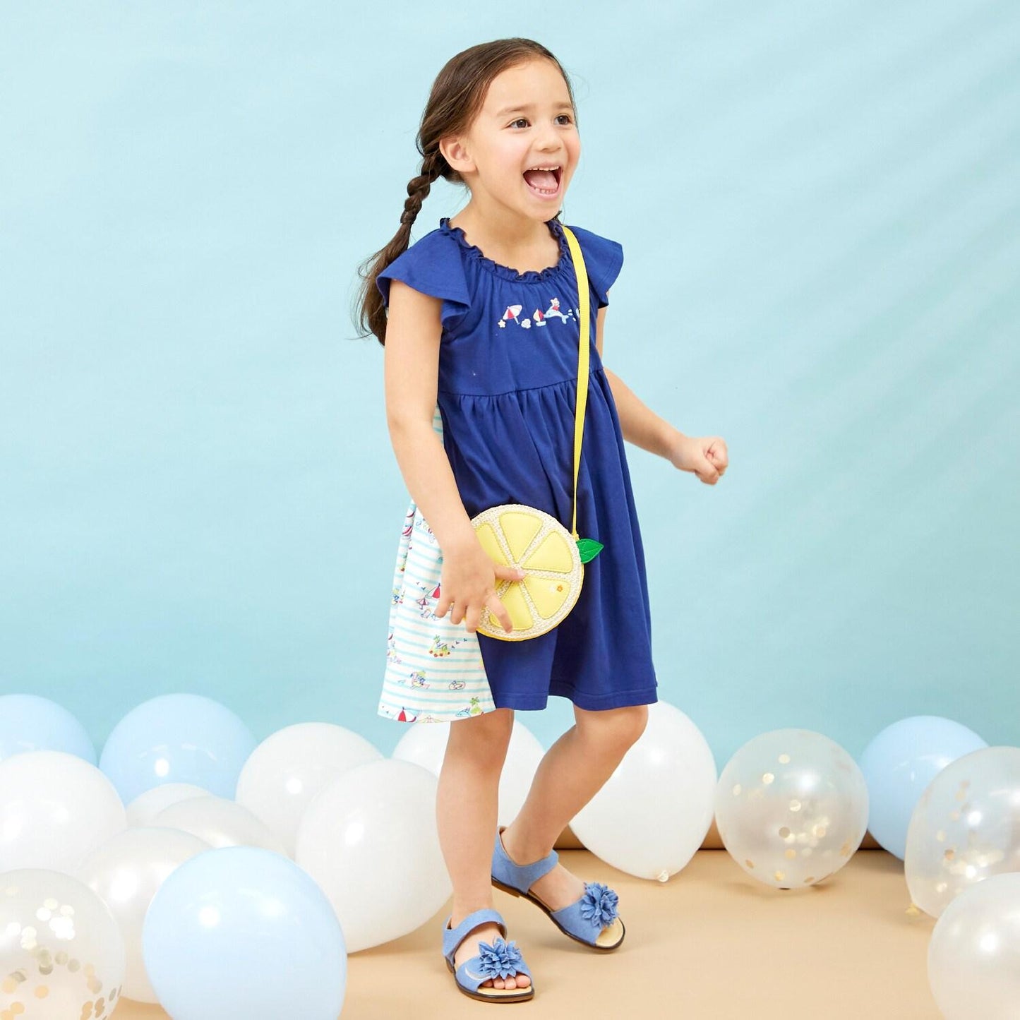 mimi醬度假風圖案木糖醇加工連衣裙