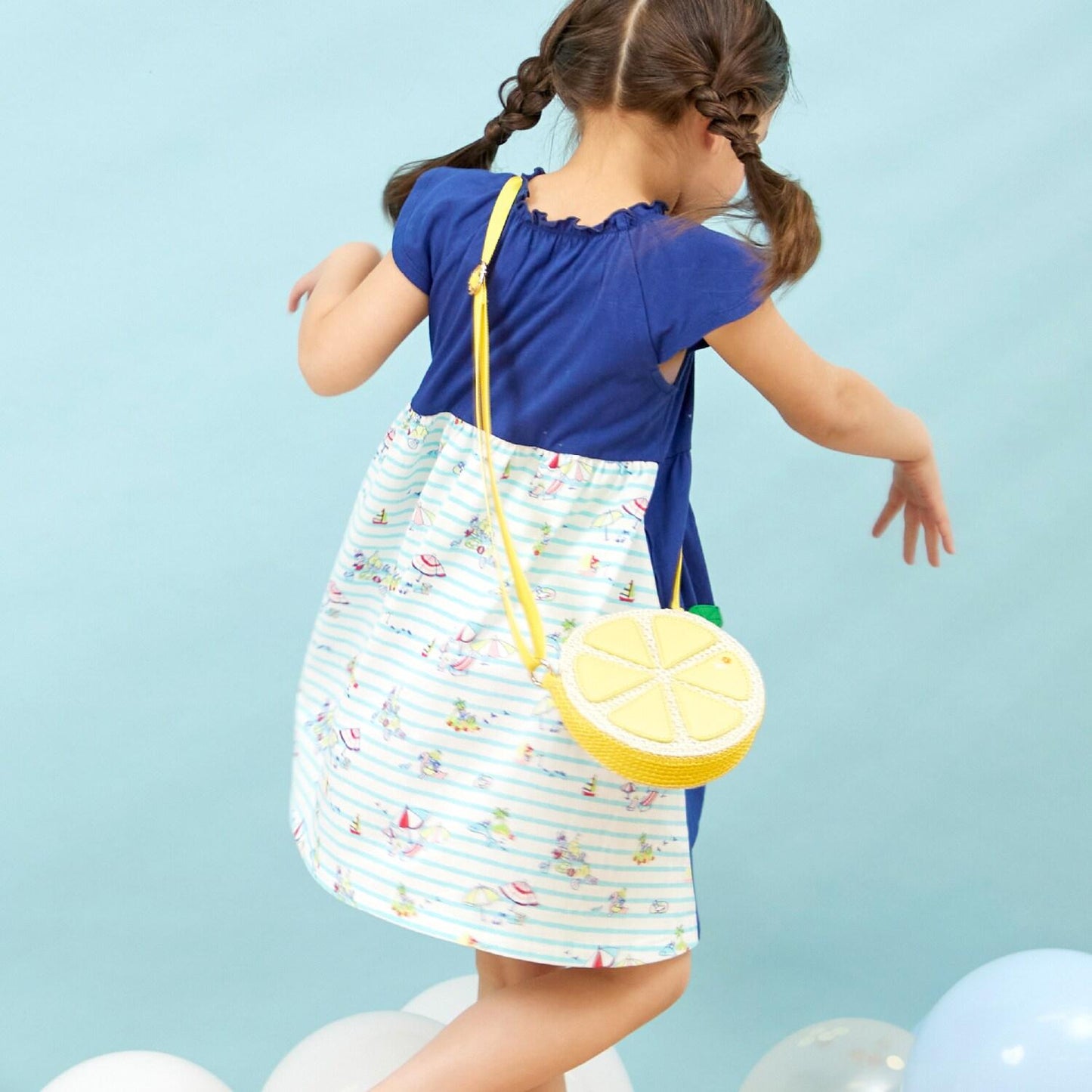 mimi醬度假風圖案木糖醇加工連衣裙