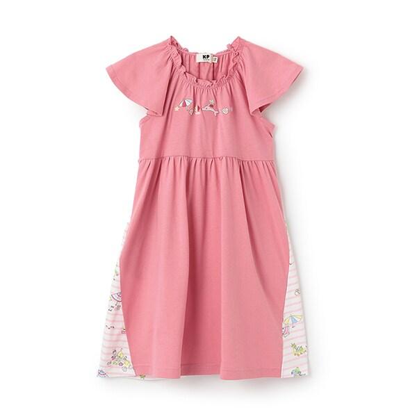 mimi醬度假風圖案木糖醇加工連衣裙