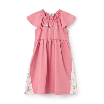 mimi醬度假風圖案木糖醇加工連衣裙