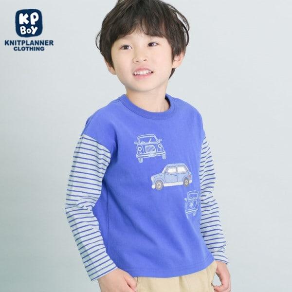 KPBOY 汽車圖案袖子條紋長袖T恤（80～140）