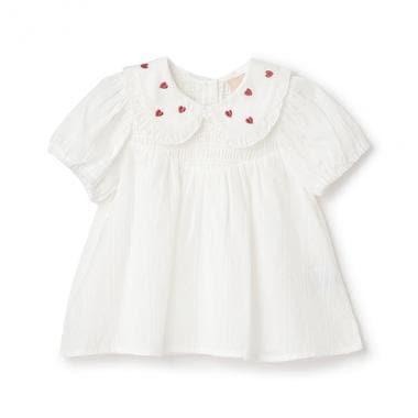 領口愛心刺繡長款上衣