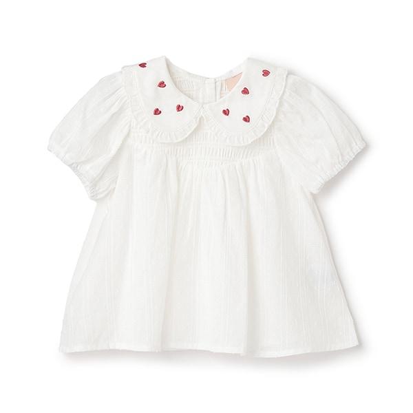 領口愛心刺繡長款上衣