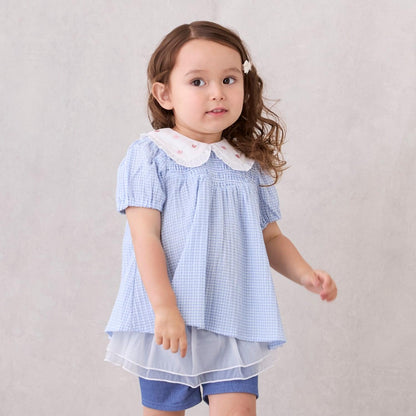 領口愛心刺繡長款上衣