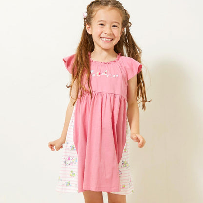 mimi醬度假風圖案木糖醇加工連衣裙