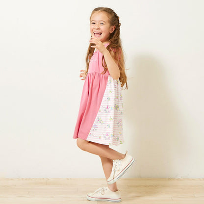 mimi醬度假風圖案木糖醇加工連衣裙