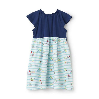 mimi醬度假風圖案木糖醇加工連衣裙