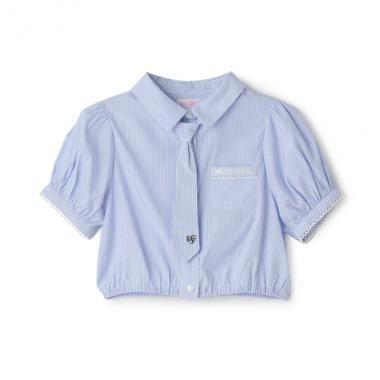 附領帶短袖襯衫