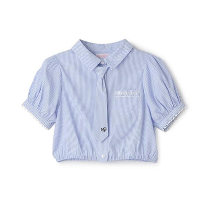 附領帶短袖襯衫