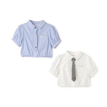 附領帶短袖襯衫