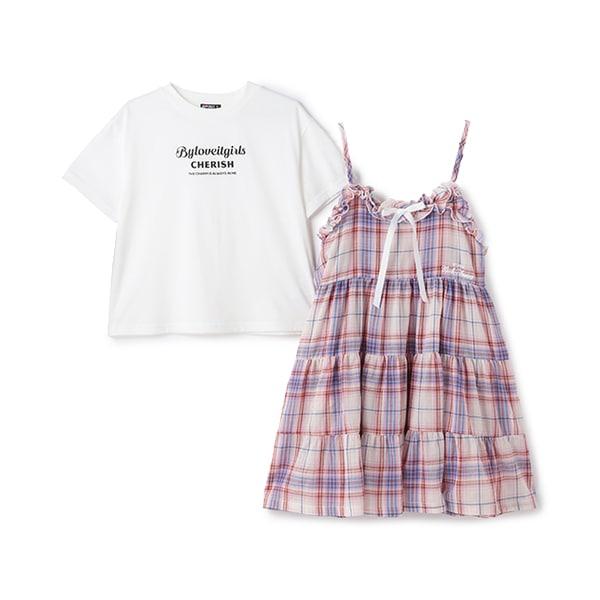 層疊吊帶連衣裙T恤套裝