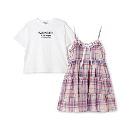 層疊吊帶連衣裙T恤套裝