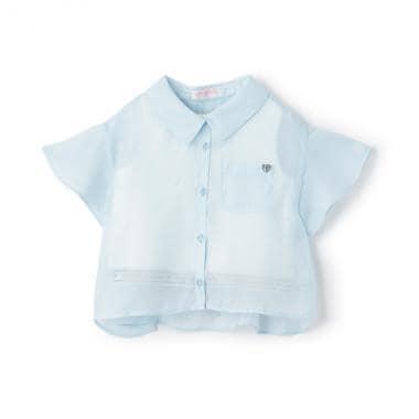 透視襯衫&字母羅紋背心套裝