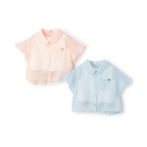 透視襯衫&字母羅紋背心套裝