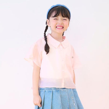 透視襯衫&字母羅紋背心套裝