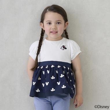 【《迪士尼》】全印花拼接泡泡袖T恤