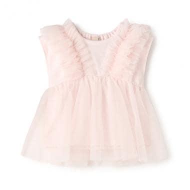 拼接網紗短袖T恤（兒童）