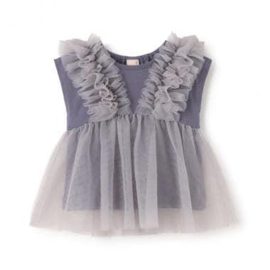 拼接網紗短袖T恤（兒童）