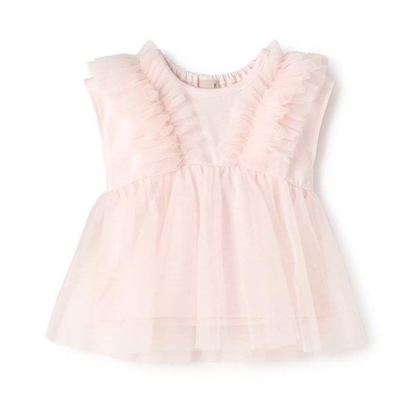 拼接網紗短袖T恤（兒童）