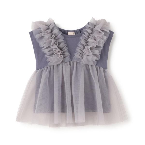 拼接網紗短袖T恤（兒童）