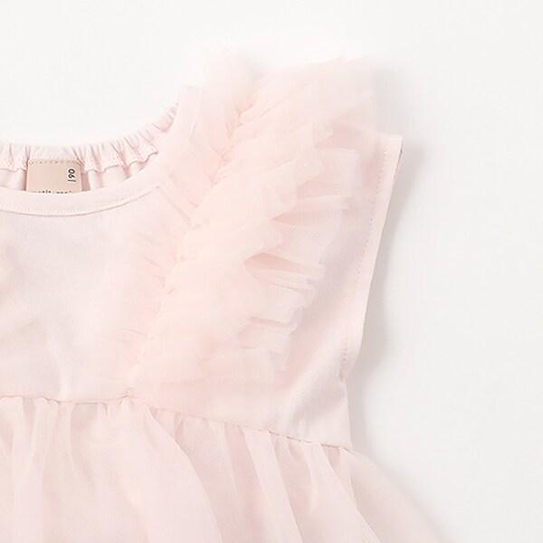 拼接網紗短袖T恤（兒童）