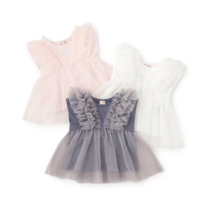 拼接網紗短袖T恤（兒童）