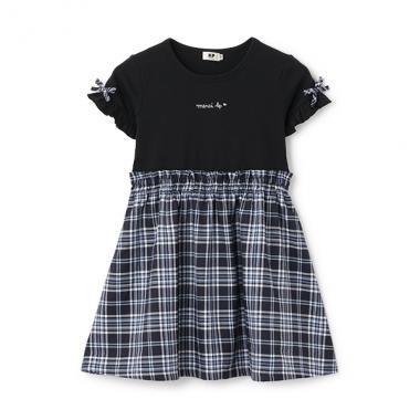 格紋短袖連衣裙