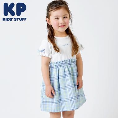 格紋短袖連衣裙