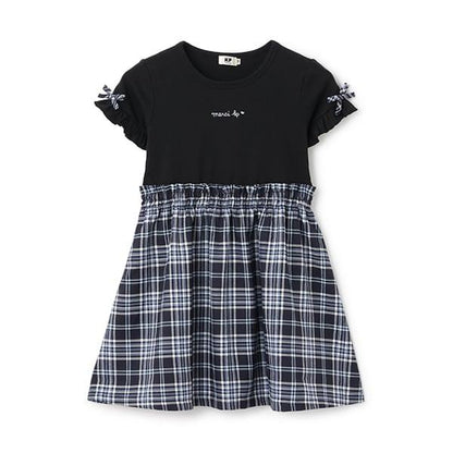 格紋短袖連衣裙