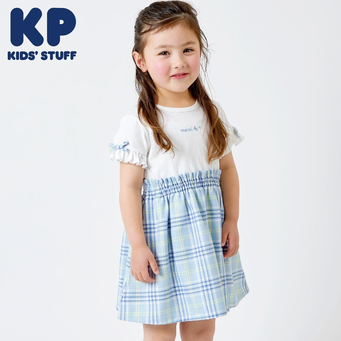 格紋短袖連衣裙