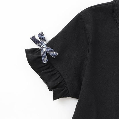 格紋短袖連衣裙