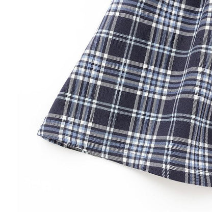 格紋短袖連衣裙