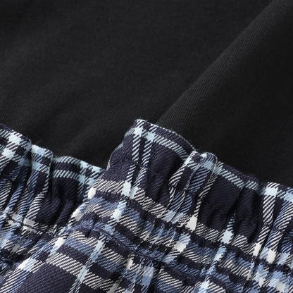 格紋短袖連衣裙