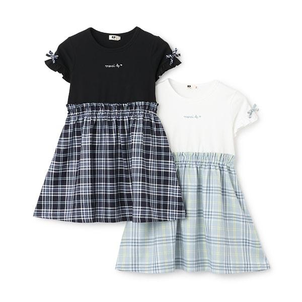 格紋短袖連衣裙