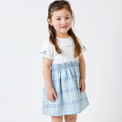 格紋短袖連衣裙