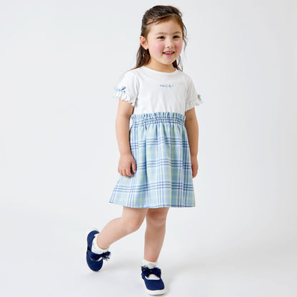 格紋短袖連衣裙