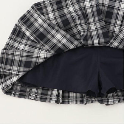 【GOODPRICE】附腰帶格紋百褶裙