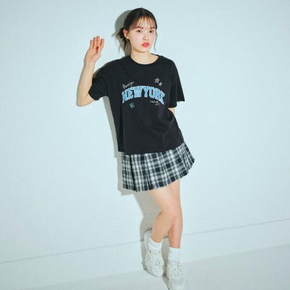 【GOODPRICE】附腰帶格紋百褶裙