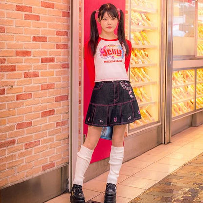 復刻♪ ベリエちゃん刺繡牛仔裙褲