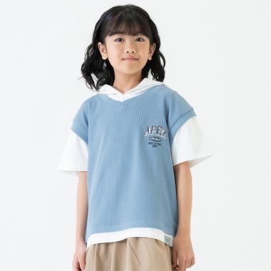 背心疊穿短袖連帽衛衣