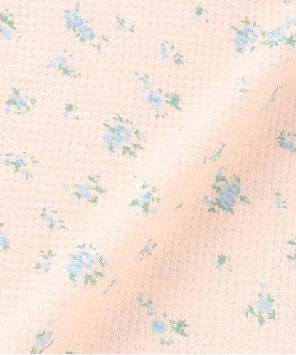 小花圖案華夫格短袖T恤【韓國時尚】