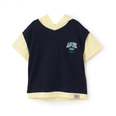 背心疊穿短袖連帽衛衣