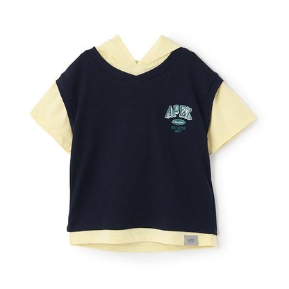 背心疊穿短袖連帽衛衣