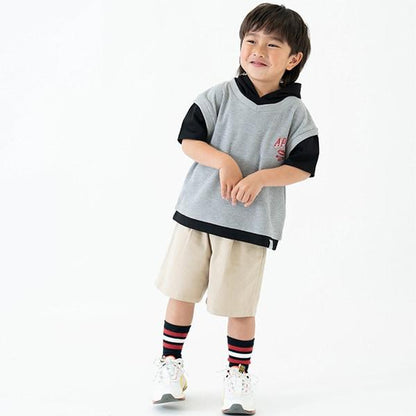 背心疊穿短袖連帽衛衣