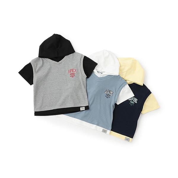 背心疊穿短袖連帽衛衣