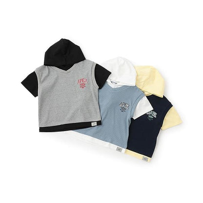 背心疊穿短袖連帽衛衣